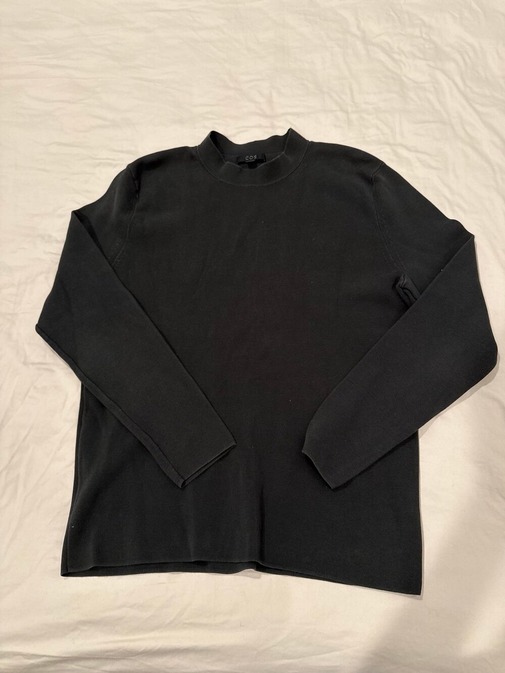 COS Men’s Black 100% Cotton Mock Neck Sweatshirt Sweater Size Large